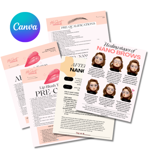 Permanent Makeup Pre & After Care Card Templates